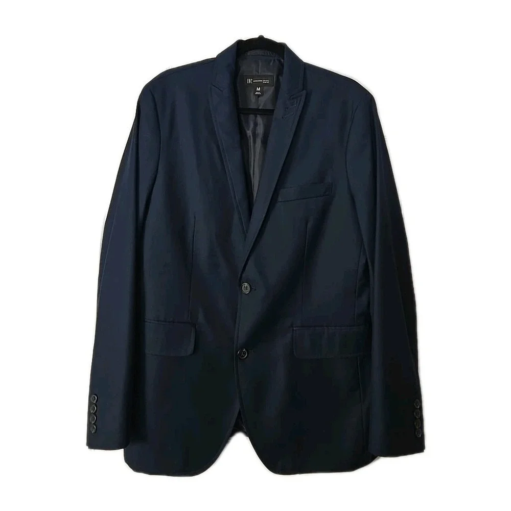 I N C Mens 2 Piece Navy Blue Suit Size M  Jacket‎ &  36X 29 Pants Slim Fit